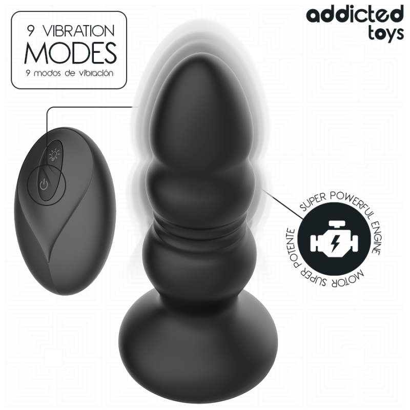 ADDICTED TOYS PLUG ANAL VIBRADOR THRUSTING Y LUZ LED CONTROL REMOTO