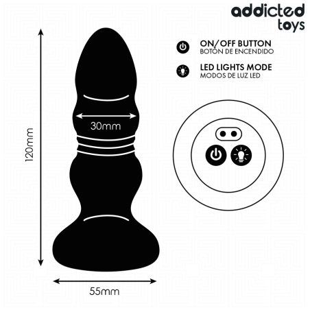 ADDICTED TOYS PLUG ANAL VIBRADOR THRUSTING Y LUZ LED CONTROL REMOTO