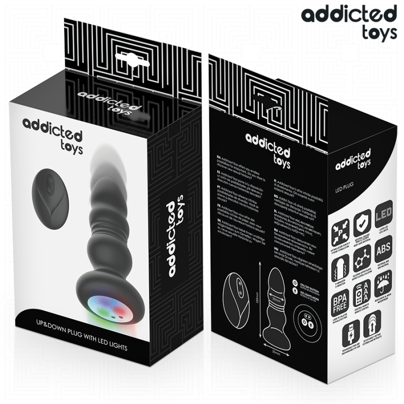 ADDICTED TOYS PLUG ANAL VIBRADOR THRUSTING Y LUZ LED CONTROL REMOTO