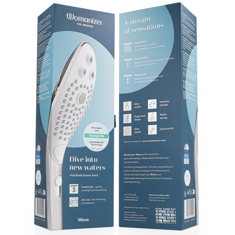 WOMANIZER WAVE CABEZAL DE DUCHA ESTIMULADOR DE CLITORIS PLATEADO