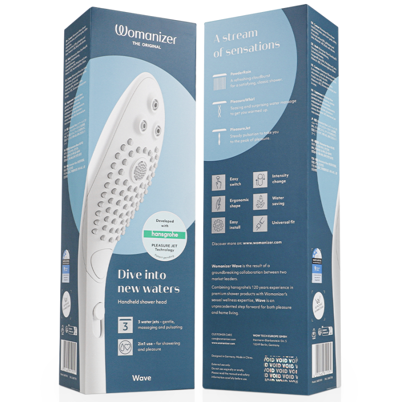 WOMANIZER WAVE CABEZAL DE DUCHA ESTIMULADOR DE CLITORIS BLANCO