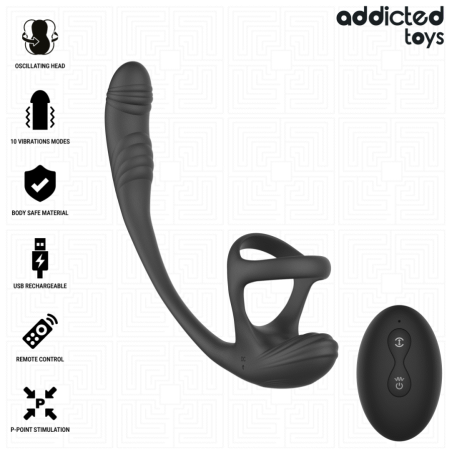 ADDICTED TOYS PLUG ANAL VIBRACION Y WAVING 360º Y ESTIMULADOR TESTICULOS