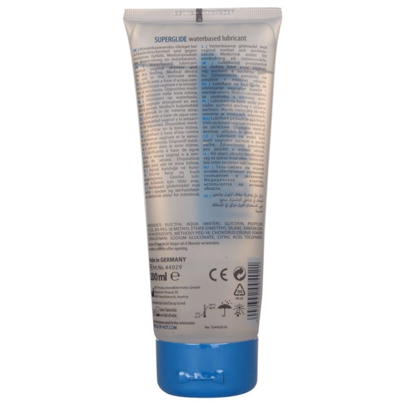 HOT SUPERGLIDE LIQUID PLEASURE LUBRICANTE BASE AGUA 200 ML