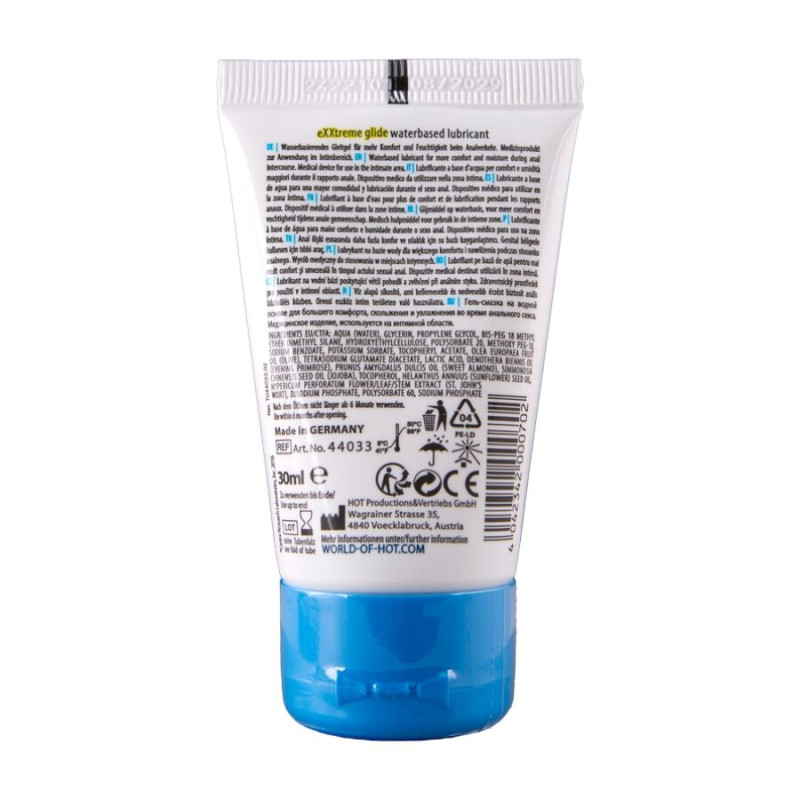 HOT EXXTREME GLIDE LUBRICANTE BASE AGUA ACEITE CONFORT A 30 ML
