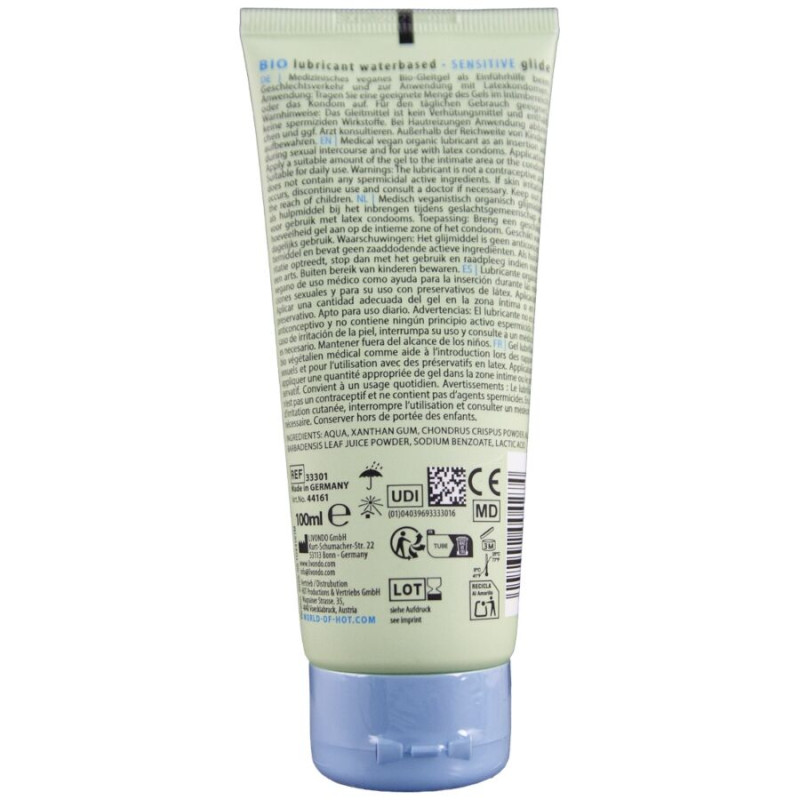 HOT BIO LUBRICANT LUBRICANTE BIO BASE AGUA SENSIBLE 100 ML