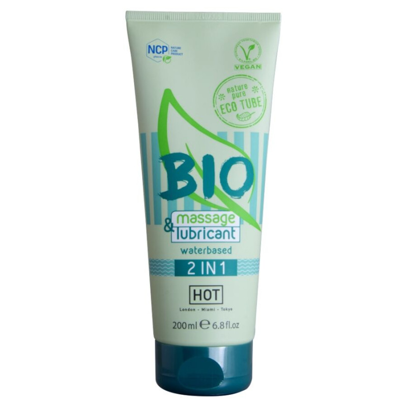 HOT BIO MASSAGE LUBRICANTE BASE AGUA 2 EN 1 200 ML