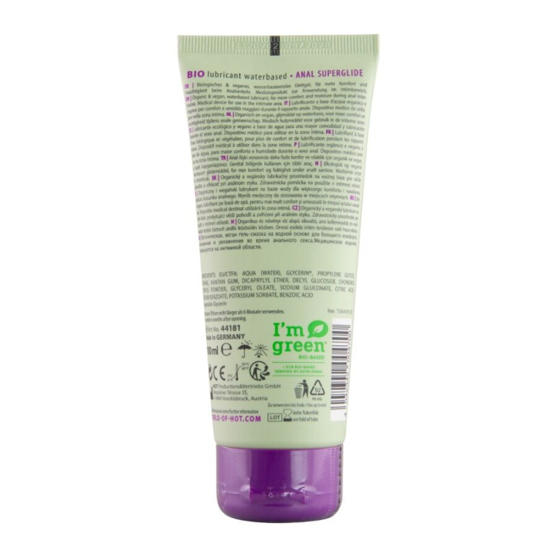 HOT BIO LUBRICANT LUBRICANTE BIO BASE AGUA SUPERGLIDE ANAL 100 ML