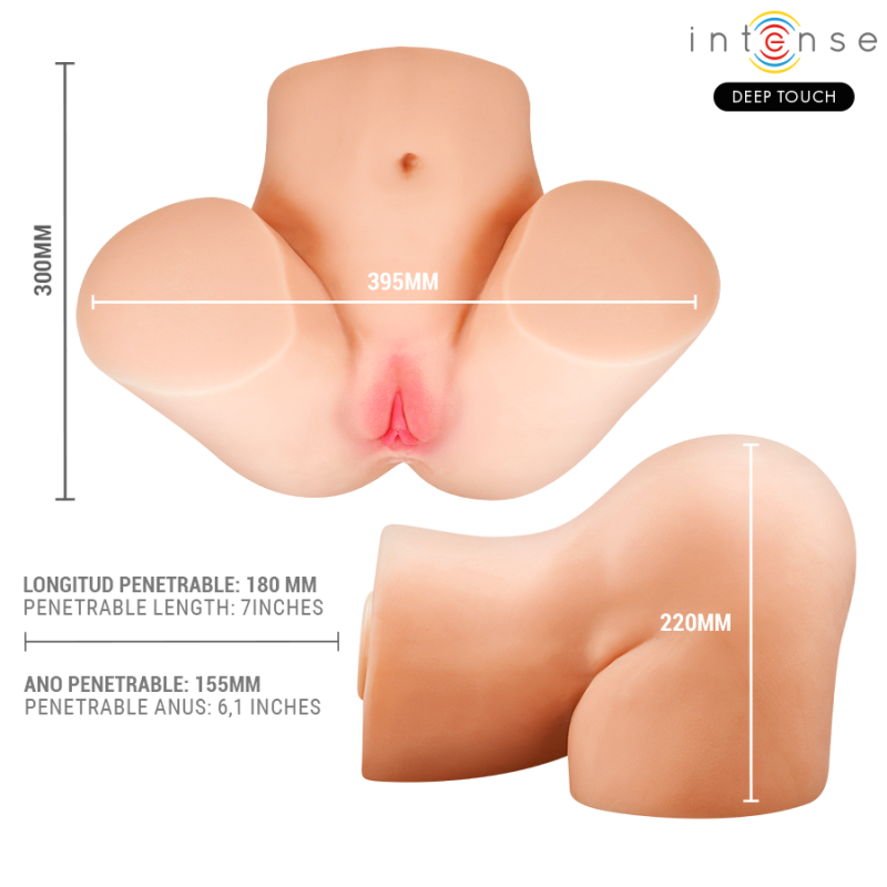 INTENSE DEEP TOUCH JULIA MASTURBADOR ANO Y VAGINA CON EFECTO SUCCION CALOR VIBRACION Y VOZ CON CONTROL REMOTO 9 KG