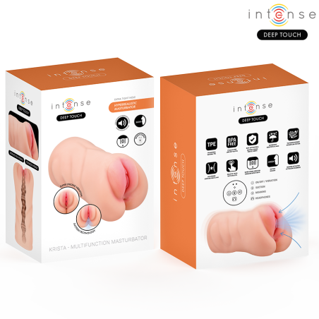 INTENSE DEEP TOUCH KRISTA MASTURBADOR ANO Y VAGINA CON EFECTO SUCCION VIBRACION Y VOZ CON CONTROL REMOTO 12KG