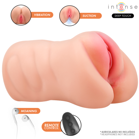 INTENSE DEEP TOUCH KRISTA MASTURBADOR ANO Y VAGINA CON EFECTO SUCCION VIBRACION Y VOZ CON CONTROL REMOTO 12KG