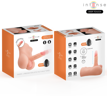 INTENSE DEEP TOUCH DAMIEN TORSO CON ANO Y DILDO REALISTICO CON EMPUJE Y VIBRACION CONTROL REMOTO 35 KG