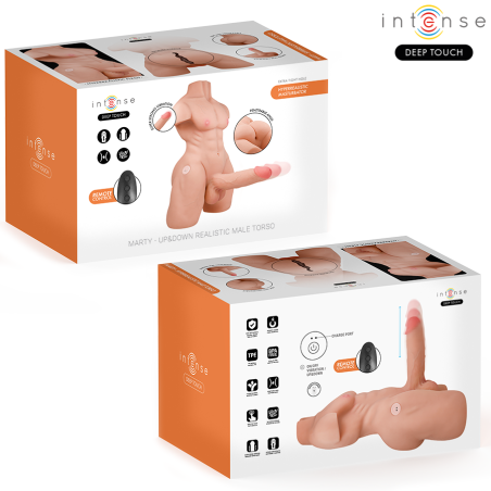 INTENSE DEEP TOUCH MARTY TORSO CON ANO Y DILDO REALISTICO CON EMPUJE Y VIBRACION CONTROL REMOTO 62 KG