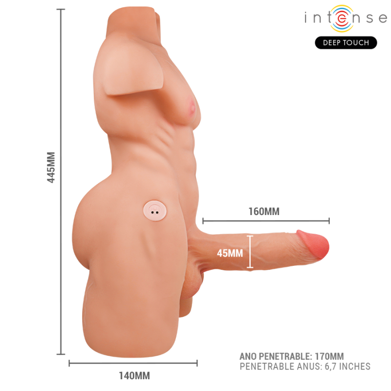 INTENSE DEEP TOUCH MARTY TORSO CON ANO Y DILDO REALISTICO CON EMPUJE Y VIBRACION CONTROL REMOTO 62 KG