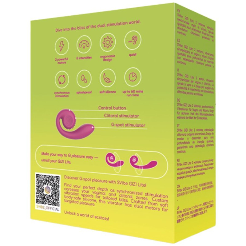 SNAIL VIBE GIZI LITE VIBRADOR DUAL PUNTO G Y CLITORIS ROSA