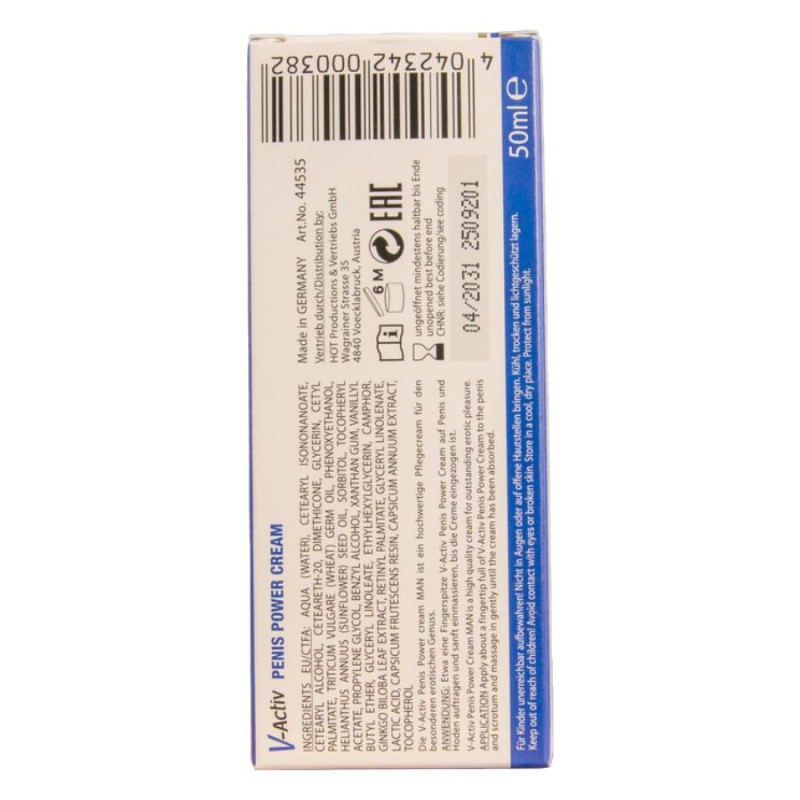 HOT V ACTIV PENIS POWER CREMA PARA HOMBRE 50 ML