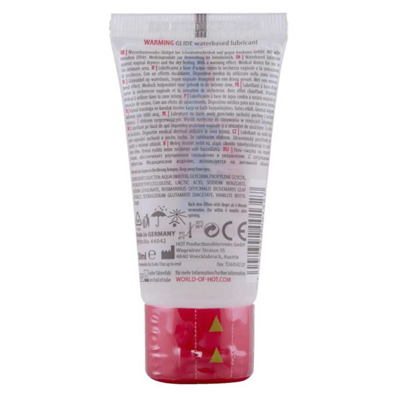 HOT WARMING GLIDE LIQUID PLEASURE LUBRICANTE BASE AGUA EFECTO CALOR 30 ML