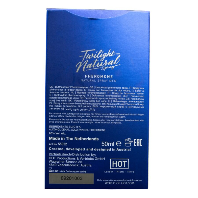HOT TWILIGHT SPRAY NATURAL CON FEROMONAS HOMBRE 50 ML