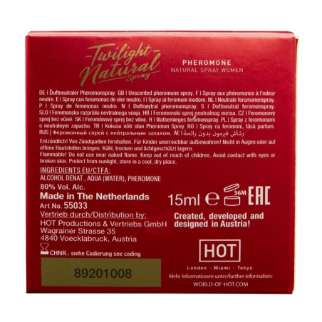 HOT TWILIGHT NATURAL CON FEROMONAS MUJER 15 ML