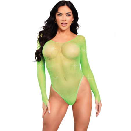 LEG AVENUE BODY MANGA LARGA CRISTALIZADA VERDE