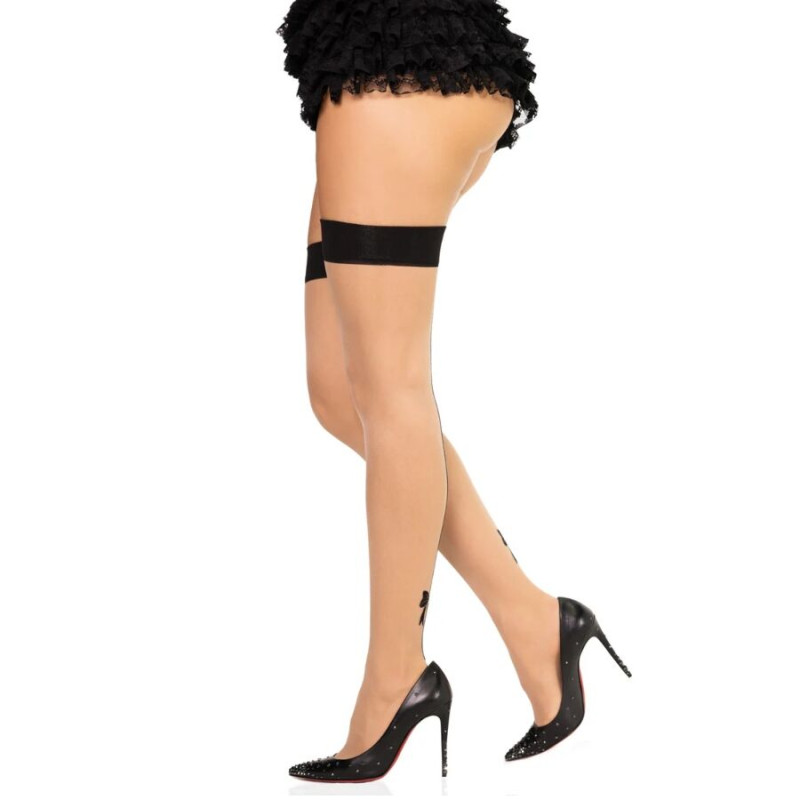 LEG AVENUE 1963 MEDIAS DE SPANDEX CON COSTURA TRASERA NEGRO TALLA UNICA