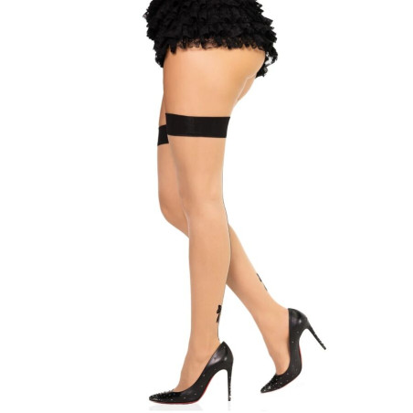LEG AVENUE 1963 MEDIAS DE SPANDEX CON COSTURA TRASERA NEGRO TALLA UNICA
