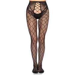 LEG AVENUE 1966 MEDIAS DE RED CON PANTY SIN ENTREPIERNA NEGRO TALLA UNICA