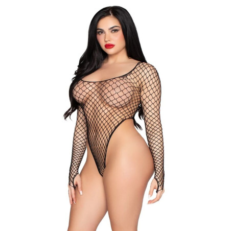 LEG AVENUE 89377 BODYSUIT DE RED INDUSTRIAL DE CORTE ALTO NEGRO TALLA UNICA