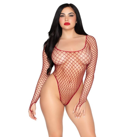 LEG AVENUE 89377 BODYSUIT DE RED INDUSTRIAL DE CORTE ALTO ROJO TALLA UNICA