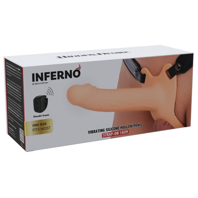 HIDDEN DESIRE INFERNO STRAP ON FUNDA PARA PENE CON VIBRACION 18 CM