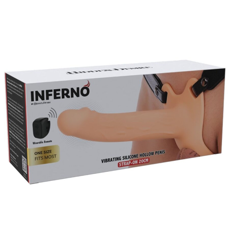 HIDDEN DESIRE INFERNO STRAP ON FUNDA PARA PENE CON VIBRACION 20 CM