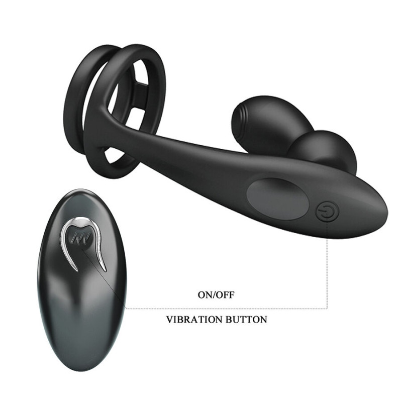 MR PLAY ANILLO PARA PENE CON PLUG ANAL CON VIBRACION CONTROL REMOTO