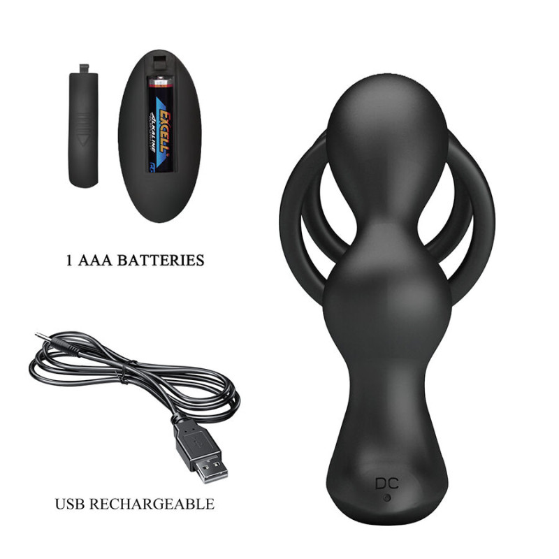 MR PLAY ANILLO PARA PENE CON PLUG ANAL CON VIBRACION CONTROL REMOTO