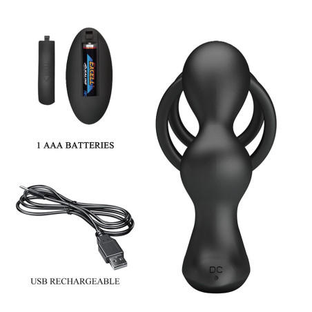 MR PLAY ANILLO PARA PENE CON PLUG ANAL CON VIBRACION CONTROL REMOTO
