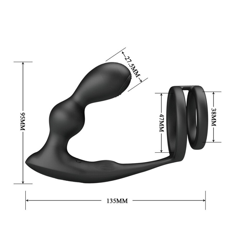 MR PLAY ANILLO PARA PENE CON PLUG ANAL CON VIBRACION CONTROL REMOTO