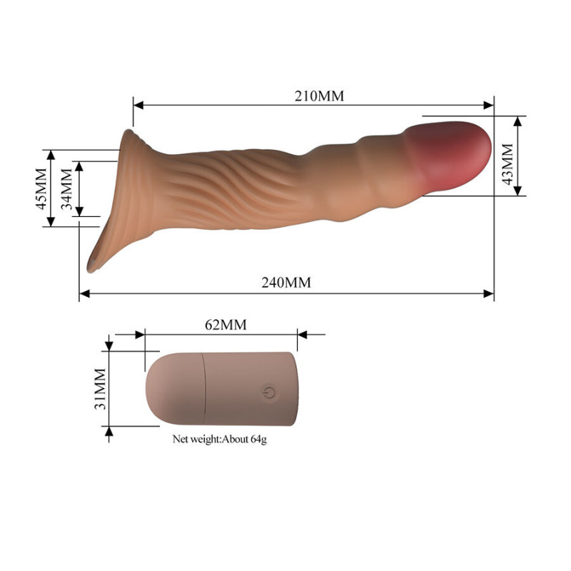 PRETTY LOVE FUNDA PARA PENE TEXTURIZADA CON VIBRACION Y CONTROL REMOTO