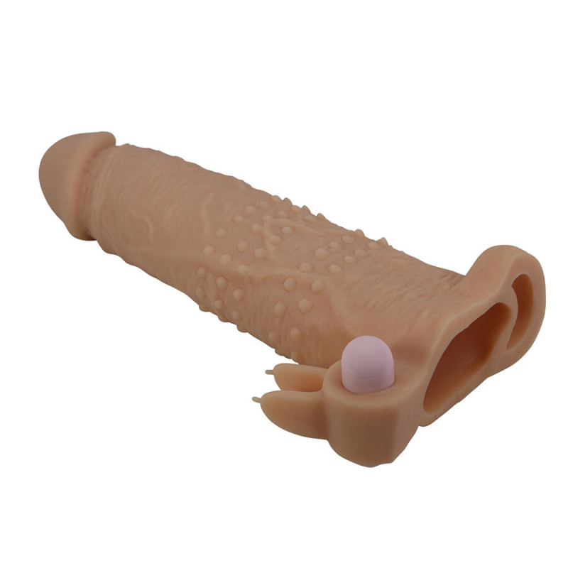 PRETTY LOVE QUILLON FUNDA PARA PENE CON ESTIMULADOR DE CLITORIS Y VIBRACION