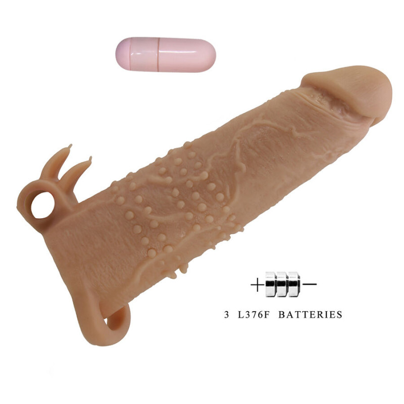 PRETTY LOVE QUILLON FUNDA PARA PENE CON ESTIMULADOR DE CLITORIS Y VIBRACION