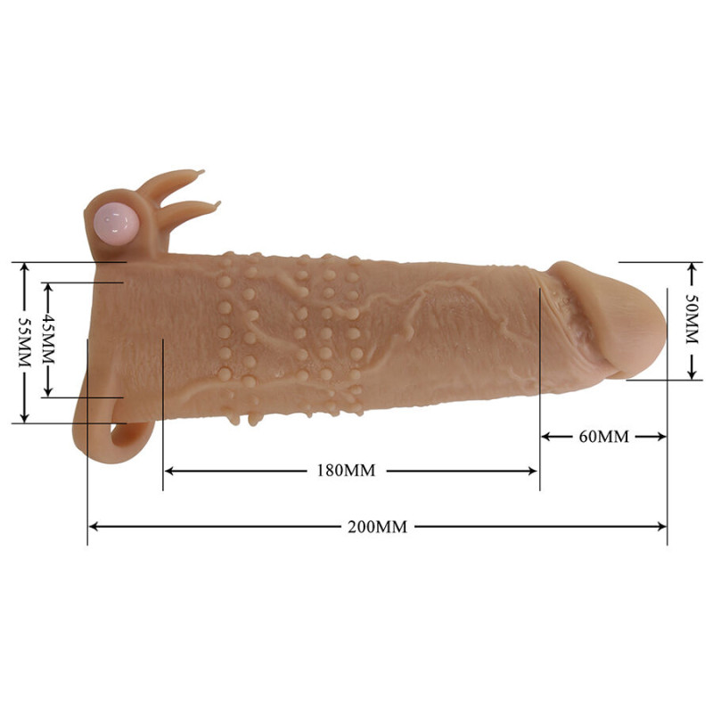 PRETTY LOVE QUILLON FUNDA PARA PENE CON ESTIMULADOR DE CLITORIS Y VIBRACION