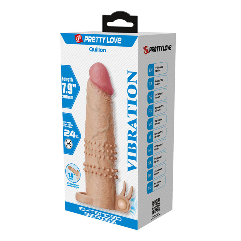 PRETTY LOVE QUILLON FUNDA PARA PENE CON ESTIMULADOR DE CLITORIS Y VIBRACION