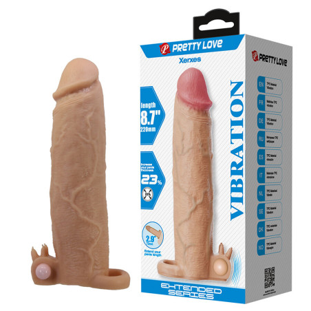 PRETTY LOVE XERXES FUNDA PARA PENE CON ESTIMULADOR DE CLITORIS Y VIBRACION