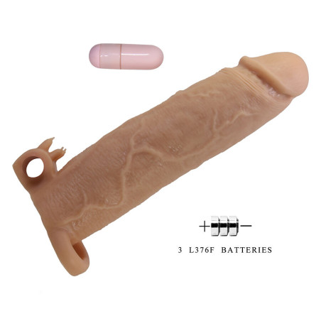 PRETTY LOVE XERXES FUNDA PARA PENE CON ESTIMULADOR DE CLITORIS Y VIBRACION