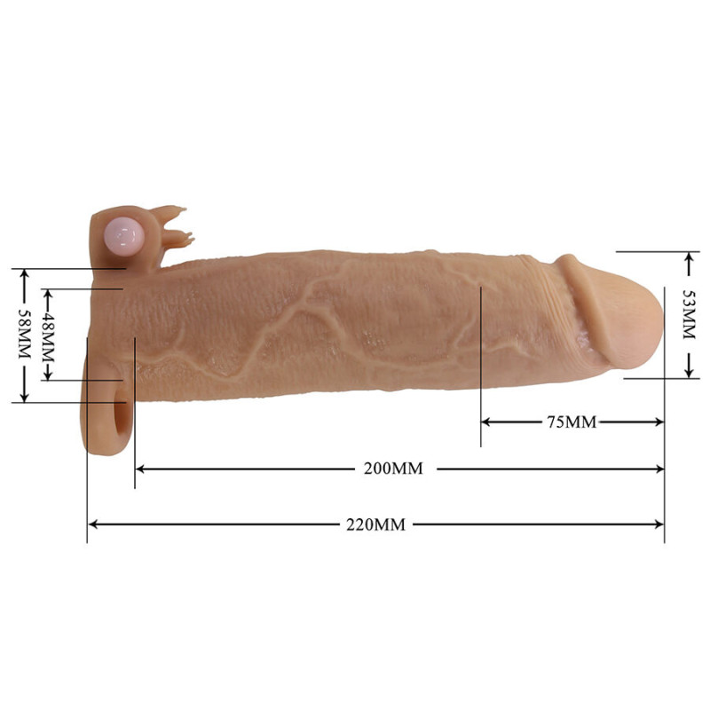 PRETTY LOVE XERXES FUNDA PARA PENE CON ESTIMULADOR DE CLITORIS Y VIBRACION