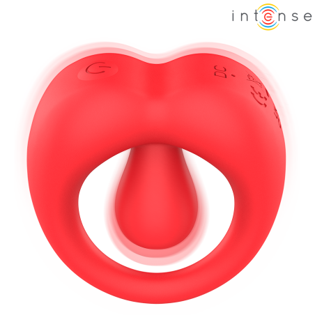 INTENSE RUSSELL ANILLO VIBRADOR CON ESTIMULACION DE CLITORIS ROJO