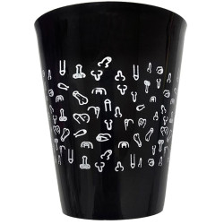 DIABLO PICANTE VASO NEGRO 500 ML CON PENES BLANCOS