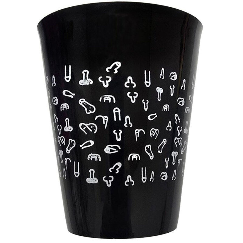 DIABLO PICANTE VASO NEGRO 500 ML CON PENES BLANCOS