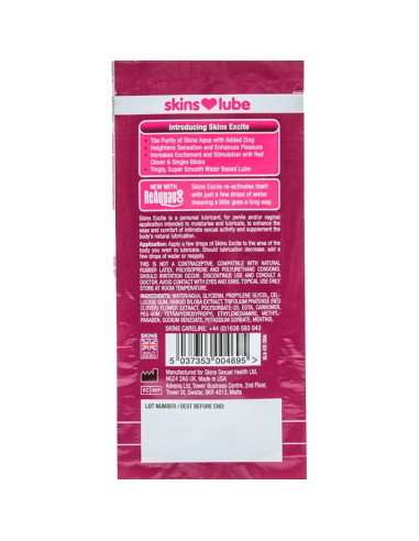 SKINS EXCITE WATER BASED LUBRICANT SINGLE DOSE 5 ML