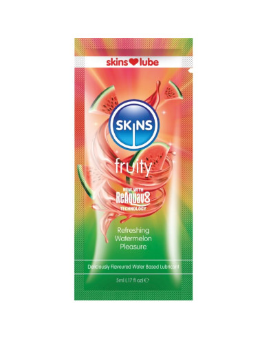 SKINS FRUITY WATER BASED LUBRICANT WATERMELON SINGLE DOSE 5 ML