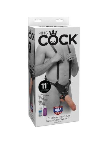 KING COCK 28 CM HOLLOW STRAP ON SUSPENDER SYSTEM FLESH