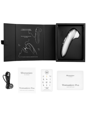 WOMANIZER PRO VIBRANT CLITORAL STIMULATOR SILVER GREY