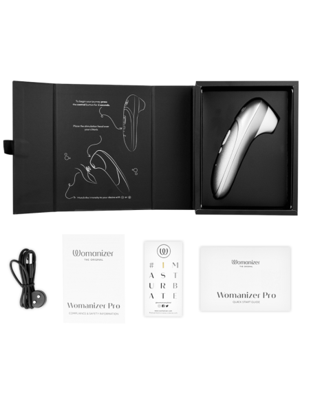 WOMANIZER PRO VIBRANT CLITORAL STIMULATOR SILVER GREY
